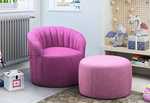 Кресло на заказ, кресло Шелл розового цвета в детской